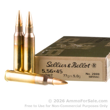 20 Rounds of 77gr HPBT 5.56x45 Ammo by Sellier & Bellot