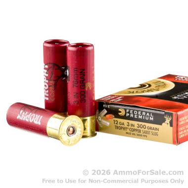 5 Rounds of 300 gr Trophy Copper Sabot Slug 12ga 3" Ammo by Federal Premium