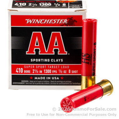 250 Rounds of 2-1/2" 1/2 ounce #8 shot 410ga Ammo by Winchester