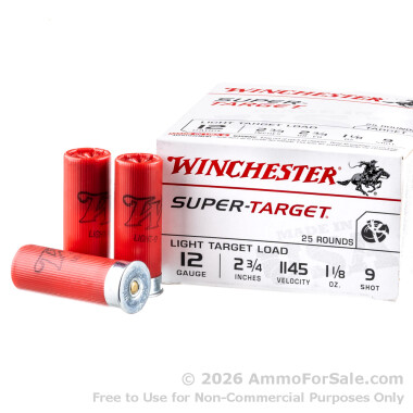 250 Rounds of 1 1/8 ounce #9 shot 12ga Ammo by Winchester