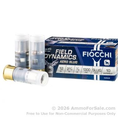 10 Rounds of 7/8 ounce Rifled Slug 12ga Ammo by Fiocchi Field Dynamics