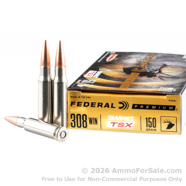 20 Rounds of 150gr TSX Barnes .308 Win Ammo by Federal