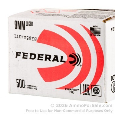 500 Rounds of 115gr FMJ 9mm Ammo by Federal