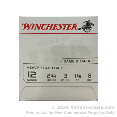 25 Rounds of 2 3/4" 1 1/8 ounce #8 shot 12ga Ammo by Winchester USA