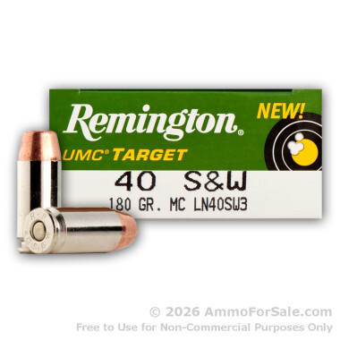 50 Rounds of 180gr MC .40 S&W Nickel Ammo by Remington