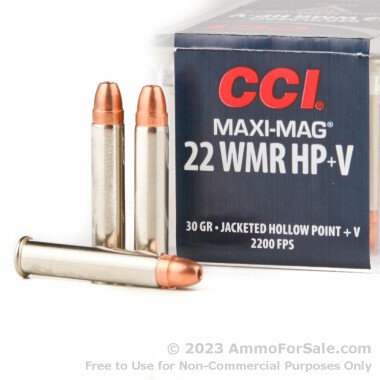 50 Rounds of 30gr JHP .22 WMR Ammo by CCI Maxi-Mag HP+V