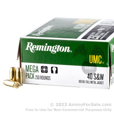 250 Rounds of 180gr MC .40 S&W Ammo by Remington