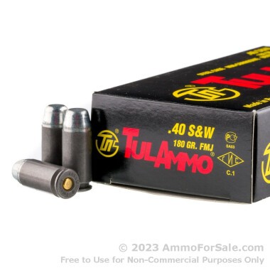 50 Rounds of 180gr FMJ .40 S&W Ammo by Tula