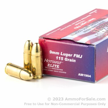 1000 Rounds of 115gr FMJ 9mm Ammo by Hotshot Elite