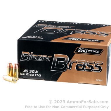 250 Rounds of 180gr FMJ .40 S&W Ammo by Blazer Brass