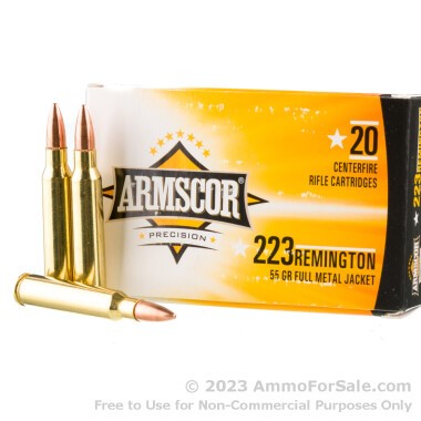 20 Rounds of 55gr FMJBT .223 Ammo by Armscor