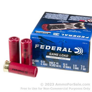 250 Rounds of 1 1/8 ounce #7 1/2 shot 12ga Ammo by Federal Game-Shok