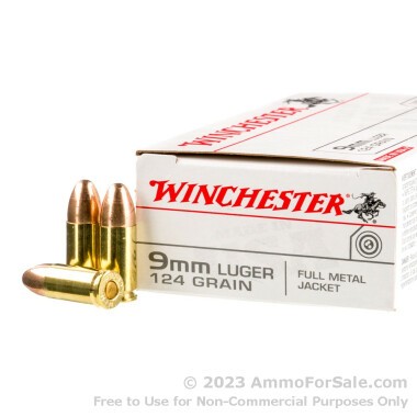 500  Rounds of 124gr FMJ 9mm Ammo by Winchester