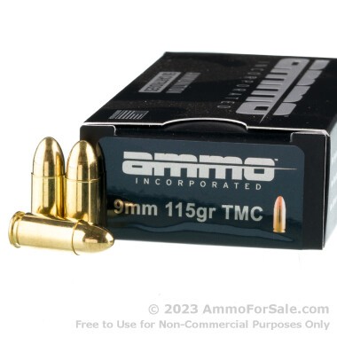 1000 Rounds of 115gr TMJ 9mm Ammo by Ammo Inc.