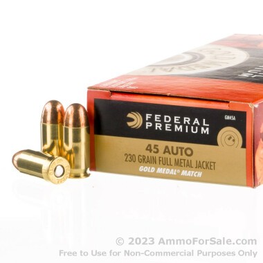 50 Rounds of 230gr FMJ .45 ACP Ammo by Federal Gold Medal Match
