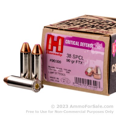 25 Rounds of 90gr FTX .38 Spl Ammo by Hornady Critical Defense Lite