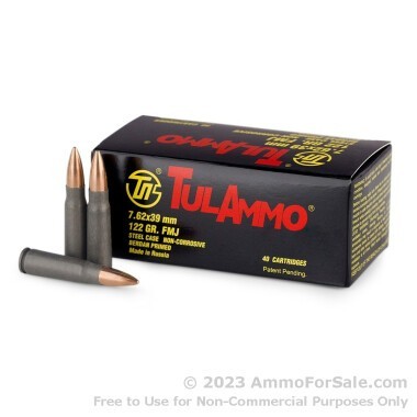 1000 Rounds of 122gr FMJ 7.62x39 Ammo by Tula
