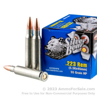 500  Rounds of 55gr HP .223 Ammo by Silver Bear