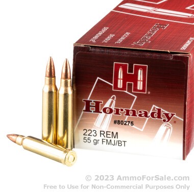 50 Rounds of 55gr FMJBT .223 Ammo by Hornady