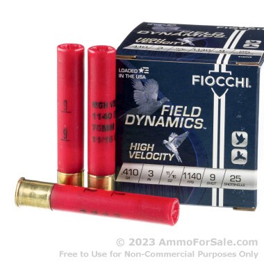 25 Rounds of 11/16 ounce #9 shot 410ga Ammo by Fiocchi