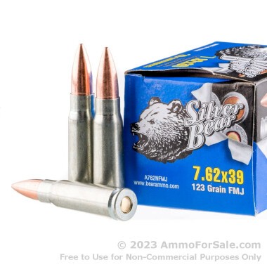 500  Rounds of 123gr FMJ 7.62x39mm Ammo by Silver Bear