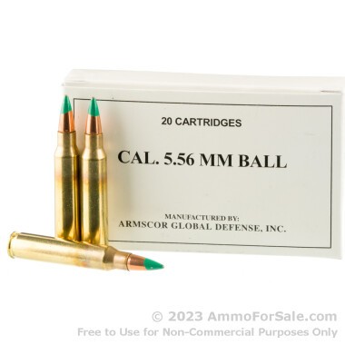1000 Rounds of 62gr FMJ M855 5.56x45 Ammo by Armscor