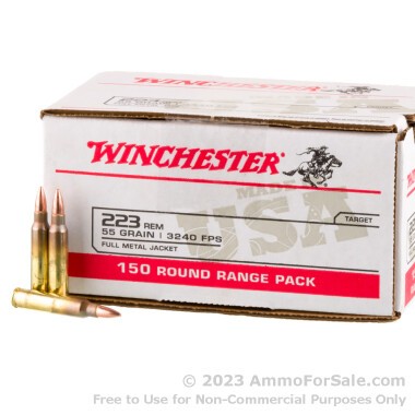 150 Rounds of 55gr FMJ .223 Ammo by Winchester