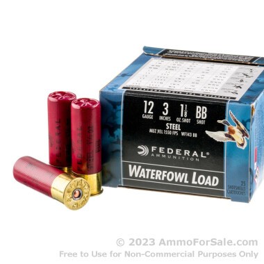 25 Rounds of 1 1/8 ounce BB steel shot 12ga Ammo by Federal