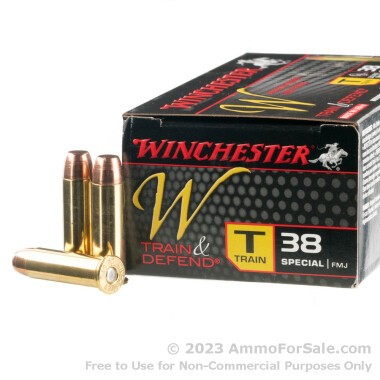 50 Rounds of 130gr FMJ .38 Spl Ammo by Winchester Train & Defend