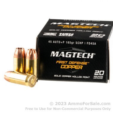 20 Rounds of 165gr SCHP .45 ACP +P Ammo by Magtech First Defense