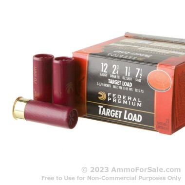 25 Rounds of 2-3/4" 1 1/8 ounce #7 1/2 shot 12ga Ammo by Federal Gold Medal Target