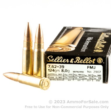 600 Rounds of 123gr FMJ 7.62x39mm Ammo by Sellier & Bellot