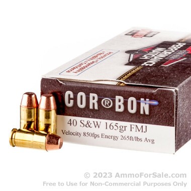 50 Rounds of 165gr FMJ .40 S&W Ammo by Corbon