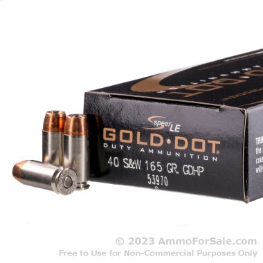 50 Rounds of 165gr JHP .40 S&W Ammo by Speer