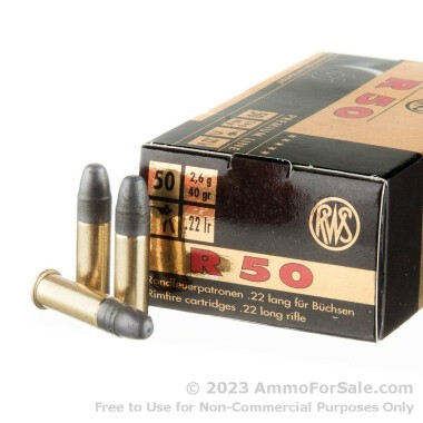50 Rounds of 40gr LRN .22 LR Ammo by RWS