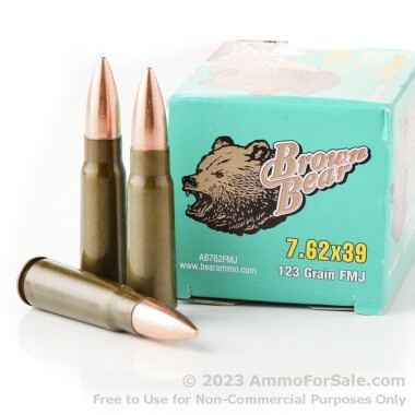 500  Rounds of Polymer Coated 123gr FMJ 7.62x39mm Ammo by Brown Bear