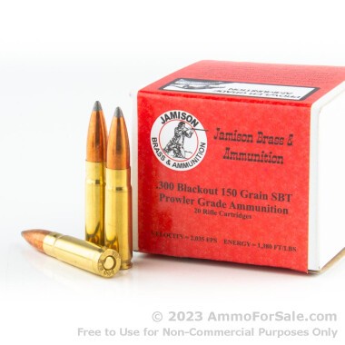 20 Rounds of 150gr SBT .300 AAC Blackout Ammo by Jamison Ammunition