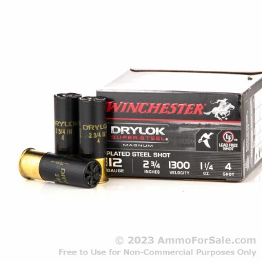 25 Rounds of 1 1/4 ounce #4 Shot (Steel) 12ga Ammo by Winchester