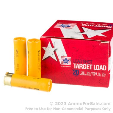 250 Rounds of 7/8 ounce #7 1/2 shot 20ga Ammo by Stars and Stripes