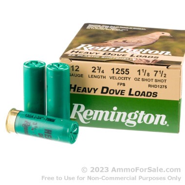 25 Rounds of 1 1/8 ounce #7 1/2 shot 12ga Ammo by Remington Heavy Dove Loads
