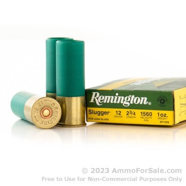 5 Rounds of 1 ounce Rifled Slug 12ga Ammo by Remington Slugger