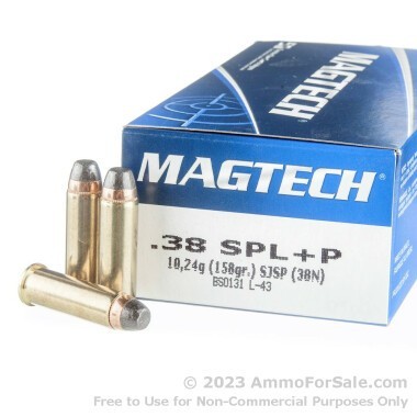 50 Rounds of 158gr SJSP .38 Spl +P Ammo by Magtech