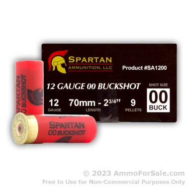 250 Rounds of  00 Buck 12ga Ammo by Spartan Ammunition