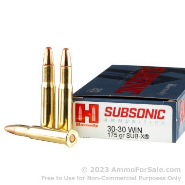 20 Rounds of 175gr Sub-X 30-30 Win Ammo by Hornady