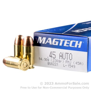 1000 Rounds of 230gr FMC .45 ACP Ammo by Magtech