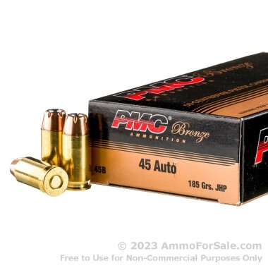 50 Rounds of 185gr JHP .45 ACP Ammo by PMC