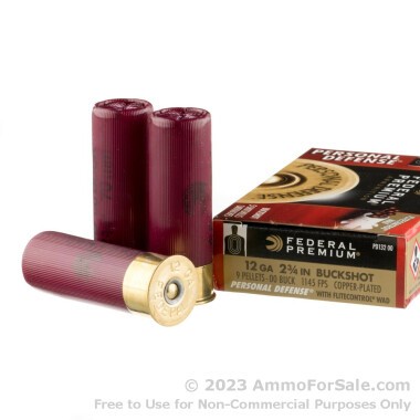 5 Rounds of 00 Buck 12ga Ammo by Federal Personal Defense