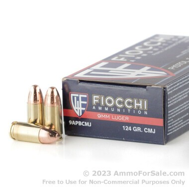 50 Rounds of 124gr CMJ 9mm Ammo by Fiocchi