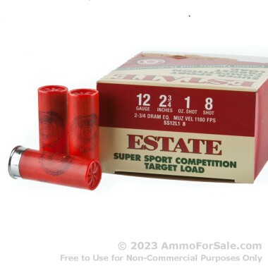 250 Rounds of 1 ounce #8 shot 12ga Ammo by Estate Cartridge Super Sport Competition