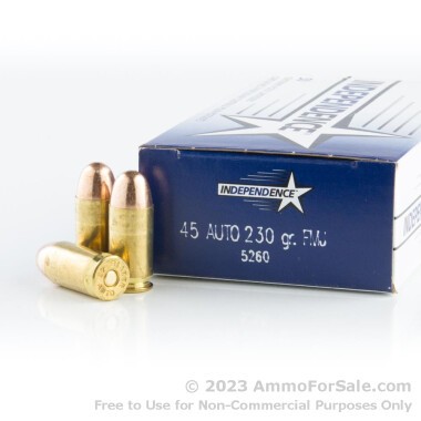 1000 Rounds of 230gr FMJ .45 ACP Ammo by Independence